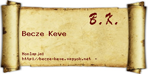 Becze Keve névjegykártya